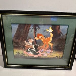 VTG Disney Store Commemorative Bambi Lithograph Framed/Matted 1997